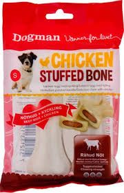 Dogman Chicken stuffed bone 2p Hvit S 12,5cm