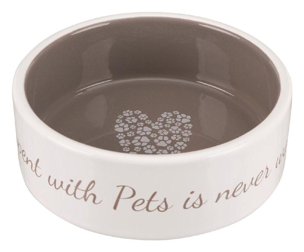 Hundeskål Keramikk Pet`s Home 0,3L Ø12cm Cream/Tau