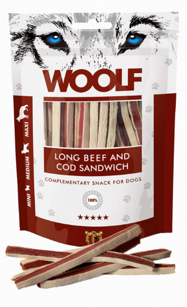 Woolf Long Beef and Cod Sandwich 100g