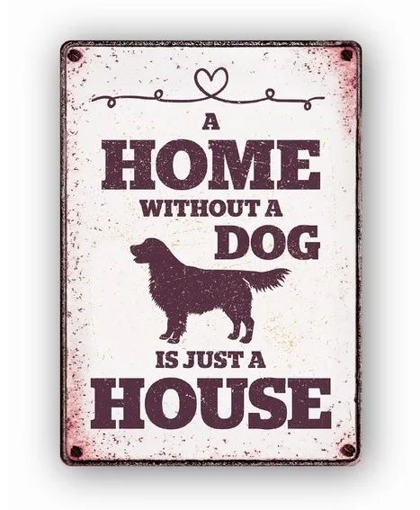 Metallskilt A Home Without a Dog