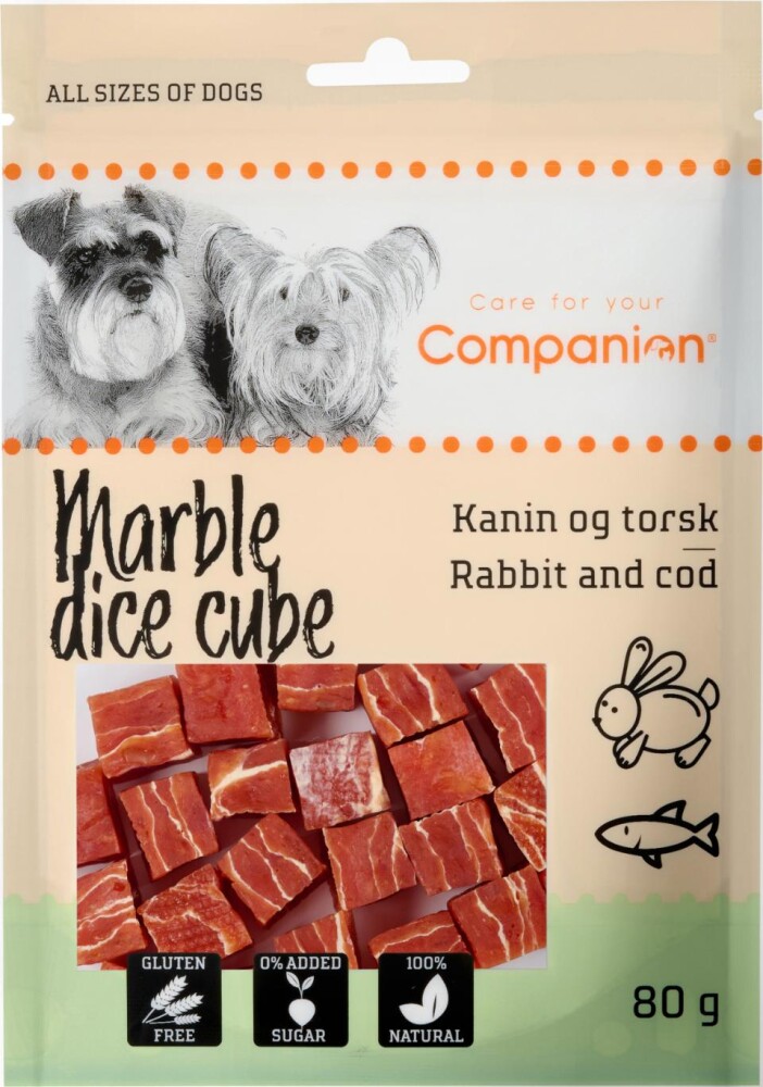 Companion marble dice cube - kanin & torsk 80g