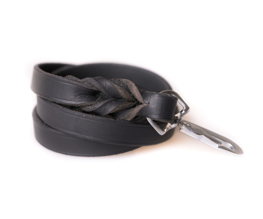 Active Canis Leather Leash (pcp hook) Svart